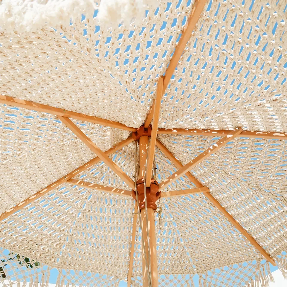 Роскошная уличная мебель, деревянный складной садовый зонт из хлопкового шнура, 9 футов