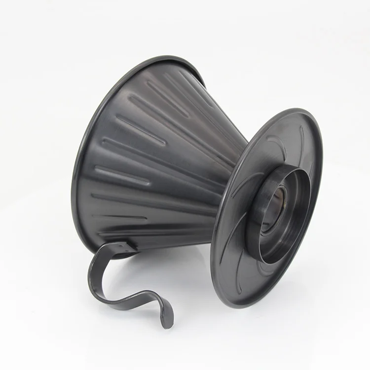 Коническая капельная корзина из нержавеющей стали сетчатый фильтр гальваническое покрытие черный для кофе