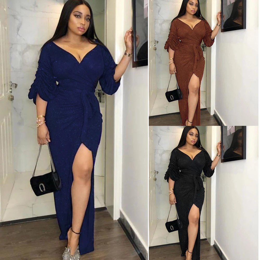 Внешняя торговля 2021 женское облегающее платье Yamama с V-образным вырезом для свадьбы подружки невесты выпускного вечера