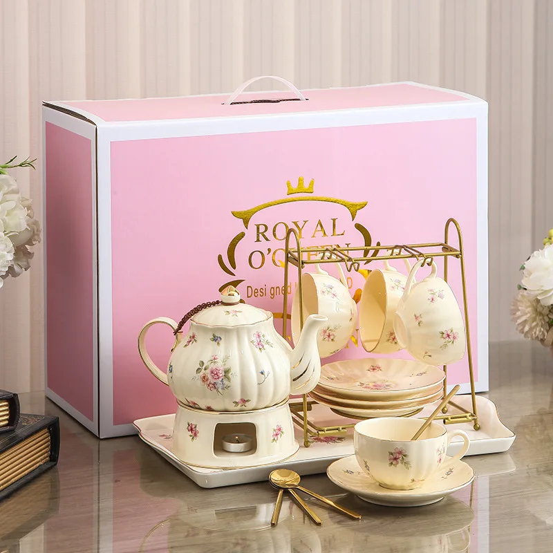 Wholesale Ceramic Coffee Pot Set Candle Heating Teapot Home English Afternoon Teapot Fruit Teapot Tea Cup