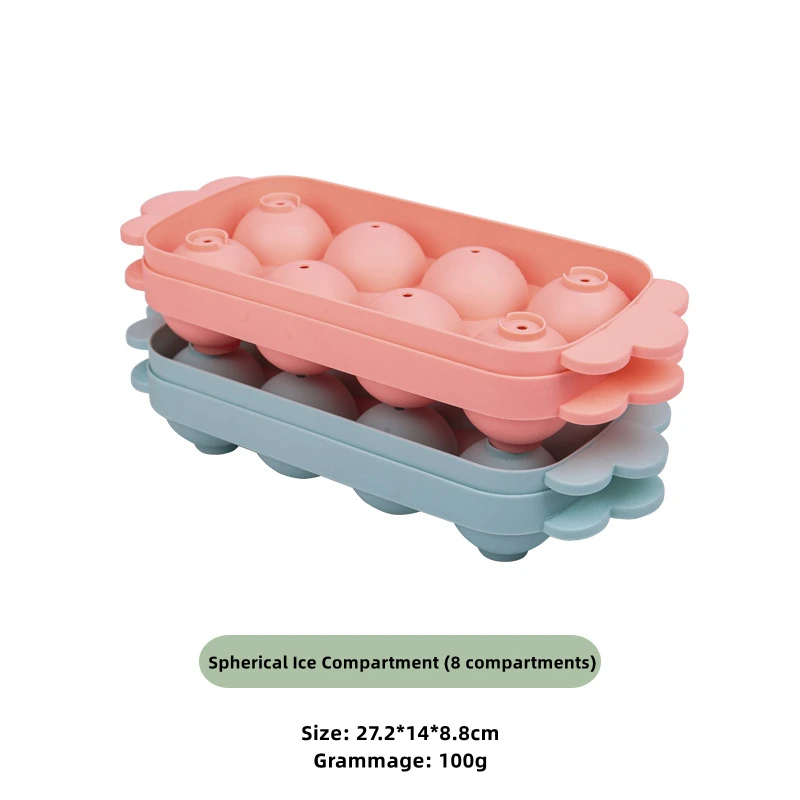 2024 Summer New Arrivals DIY ice maker 8 Grids Large Ball Ice Mould with lid ice cube tray box for bar whisky