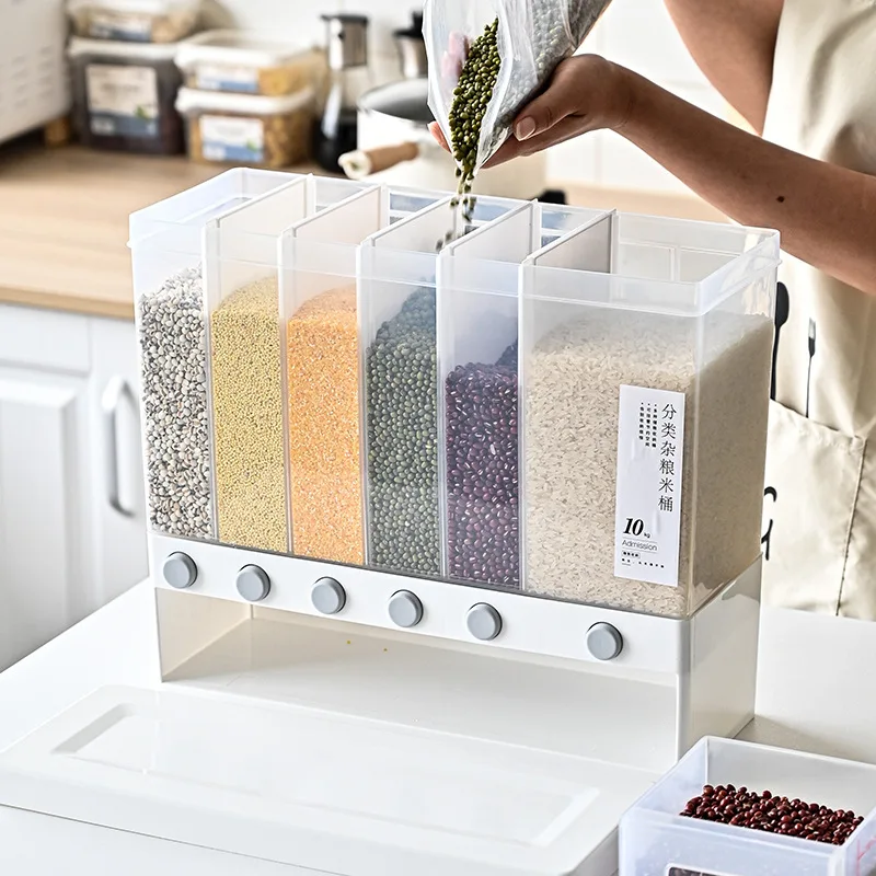 High-capacity Wall-mounted Home Transparent Sealed Storage Dispenser Household Storage Tools Grain Storage Box
