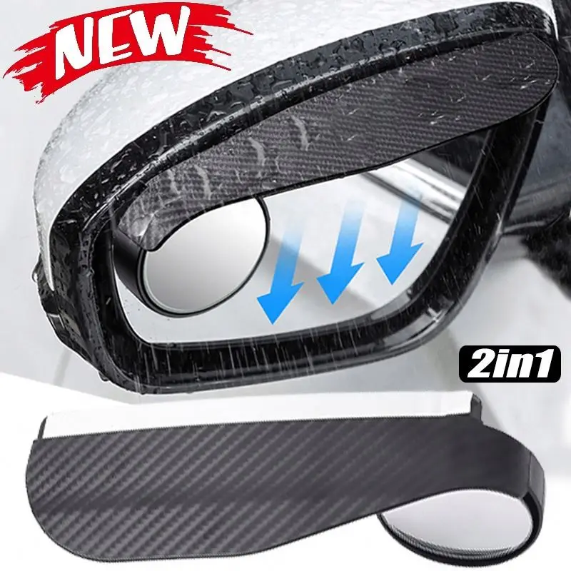 Car Rearview Rain Eyebrow Blind Spot Mirror Small Round Mirror 360 Degrees Wide Angle HD Frameless Parking Auxiliary Mirror Au