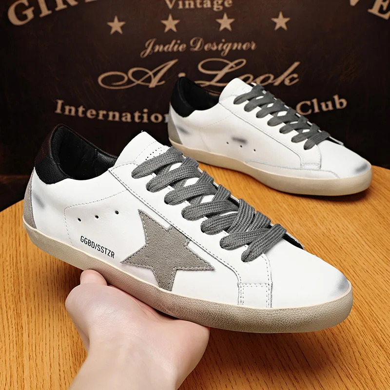Goldens White leather Super-Star sneakers with glittery heel tab gooses women Shoes walking style shoes