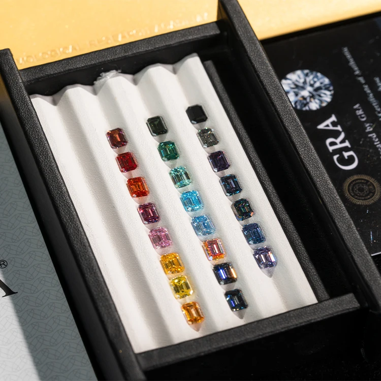 Redleaf Wholesale Moissanite Artificial Emerald Cut High Quality VVS Mossanite Support Certificate Color Synthetic Moissante