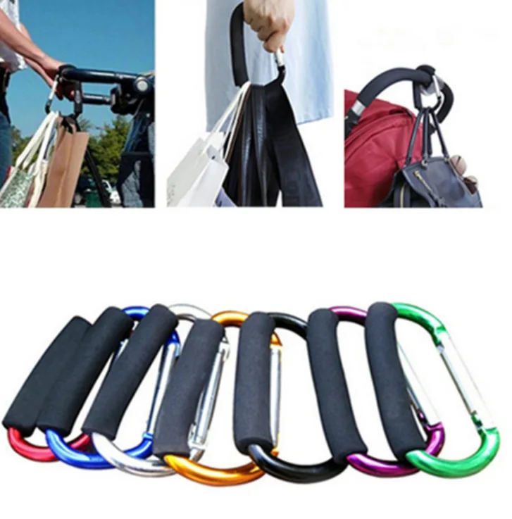 MZL Black Big Hook Large Carabiner Aluminum Alloy Stroller Accessories Multicolor Supermarket Shopping