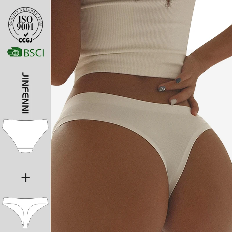 High Quality Custom Lingerie Women Low Rise Tight Microfiber Satin  Ice Silk Cotton Seamless Underwear Thong Panties For Ladies