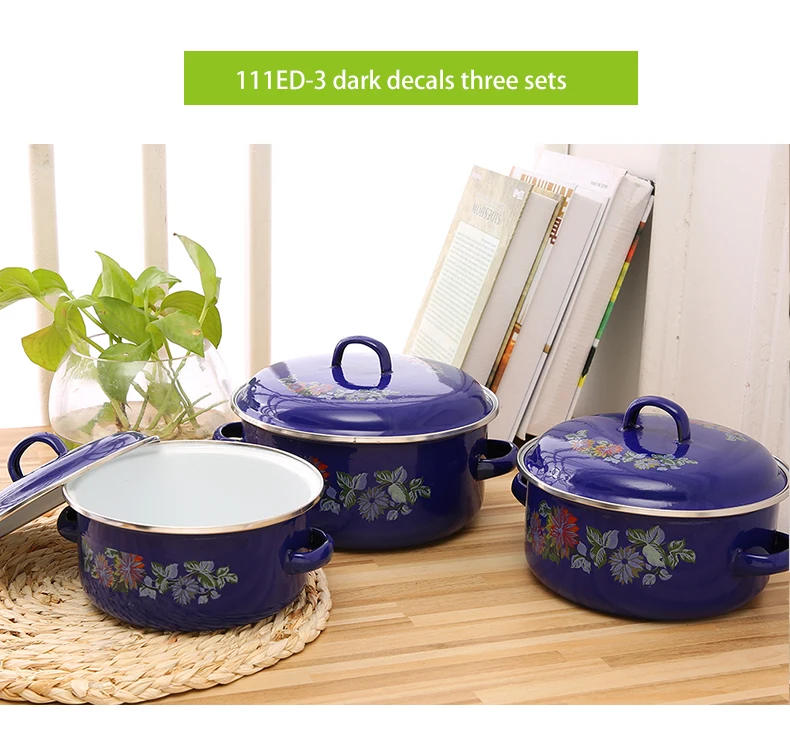 110ED cheap factory stocks yiwu wholesales BLUE Cast Iron steel parini cookware casserole Enamel Cooking Pot sets