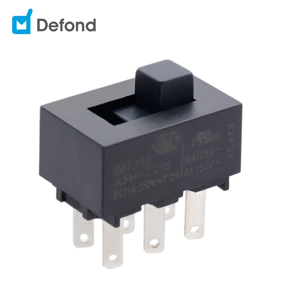 16A 8A 8(3) dpdt ползунковый переключатель 6pin 125VAC/250VAC 1e4 defond ползунковый Переключатель ASH-2216X-01-CAT31-04R
