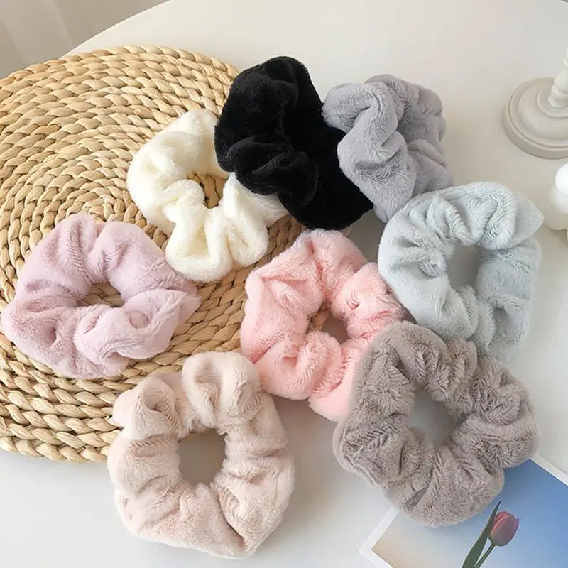 New Plush Hair Scrunchies Sweet Girl Plush Hair Ties Soft Fur Elastic Hair Bands Scrunchies For Ponytail