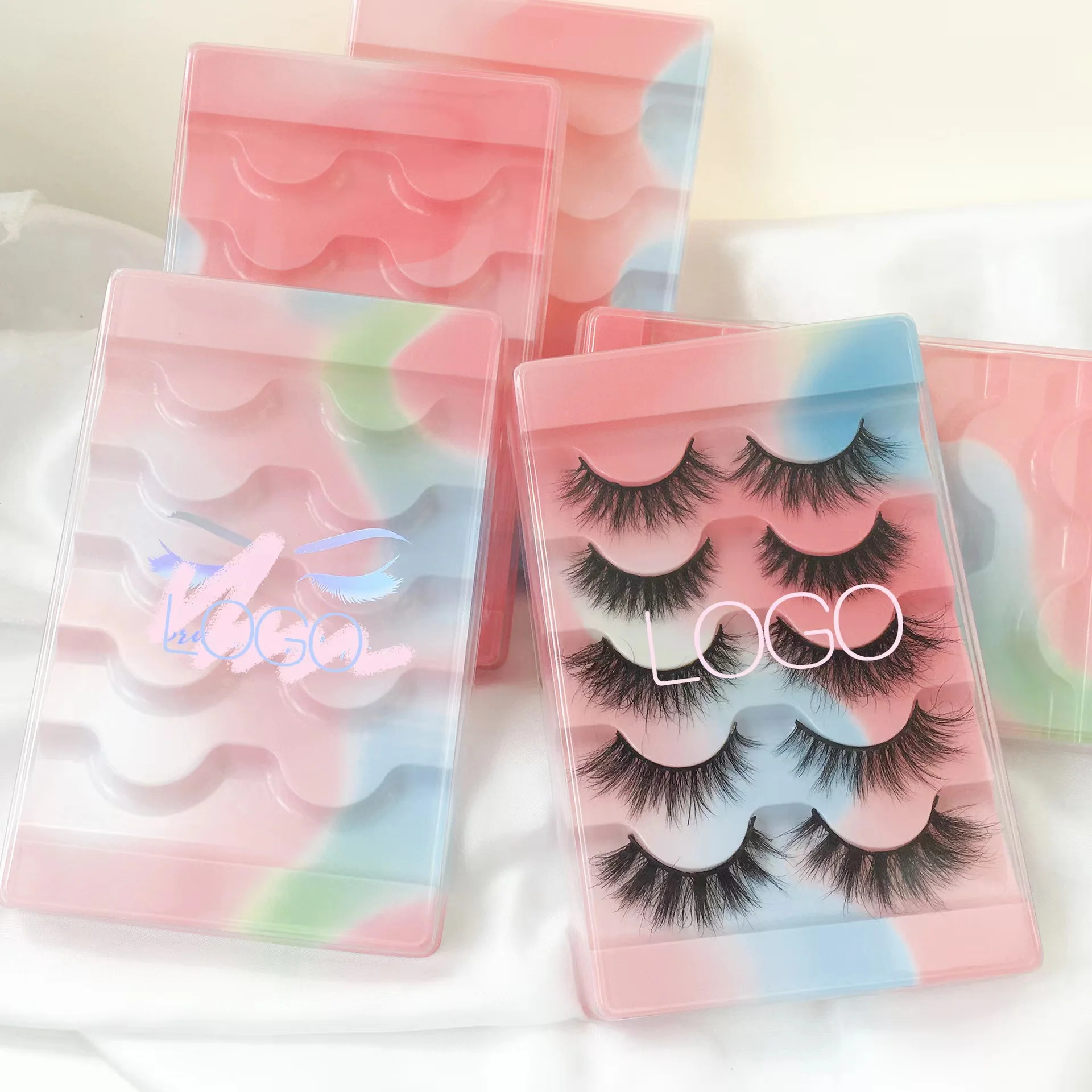 faux mink lash eyelash Private Label fluffy vegan mink Cotton Band Eyelashes 3d luxury faux eyelash