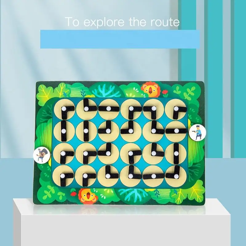 Wooden Math Block Children Adult Interactive Desktop Balance Ball Hand Crank Track Bead Maze Puzzle Educational game