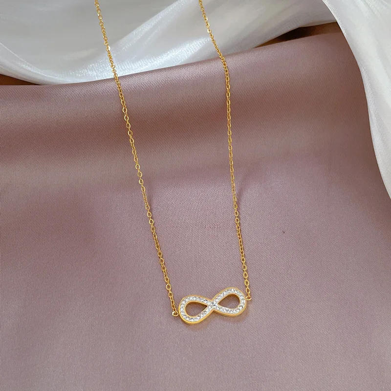 14K Gold Plated 925 Sterling Silver Infinity Pendant Fashion Jewelry Necklace Zircon Infinity Symbol Necklace