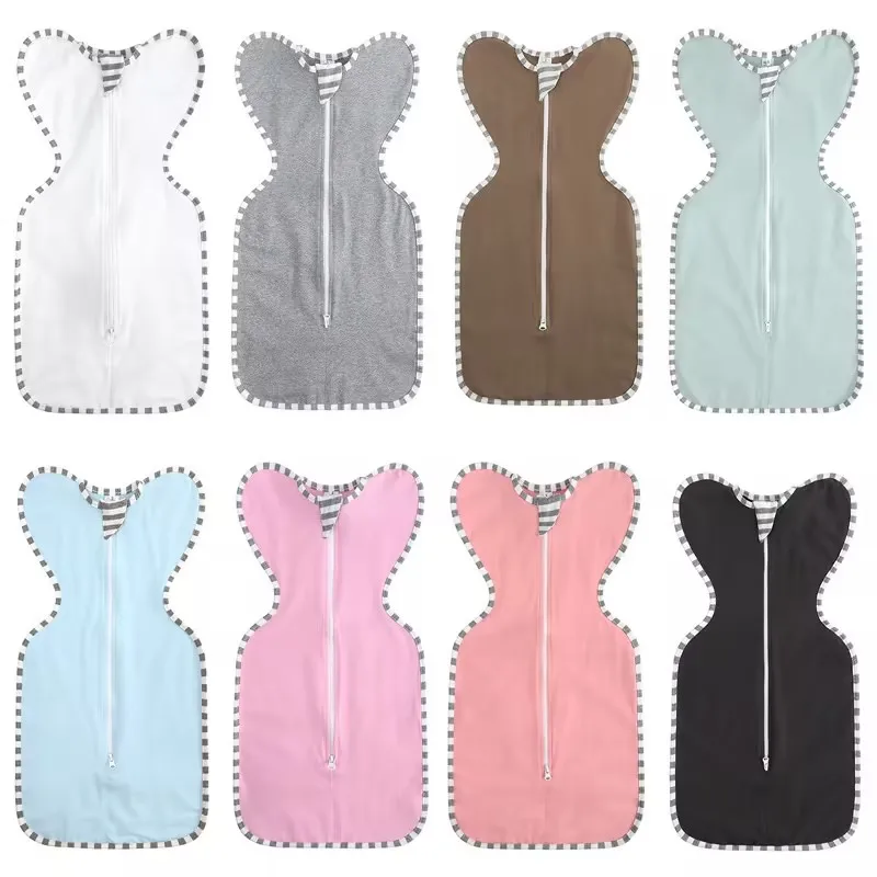 BEIBEIHAPPY Factory Supply Safe Self-Soothing 2.5 Tog Swaddle Blanket Bamboo Sleeping Bag Sleep Sack for 0-9 Months Newborn Baby