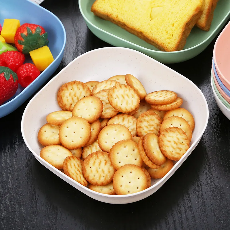 Spit Bone Wheat Square Plate Bone Fruit Plate Snack Melon Seeds Plate Dried Fruit Tray Snack Dish
