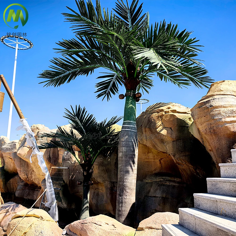 Large Simulated Fiberglass Coconut Tree King Faux Plant Artificial King Palm Tree For Indoor Outdoor Decorative