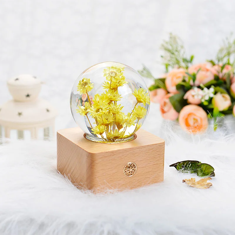 Rose Carnation Preserved Eternal Real Flower Crystal Ball LED Light Exclusive Promotional Gift Set for Small Business