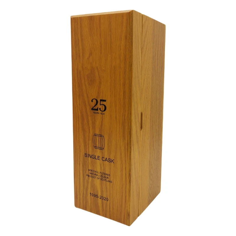 Customized Luxury Whiskey Wood Box 1 Whiskey Bottle Wine Box with Hinged Lid