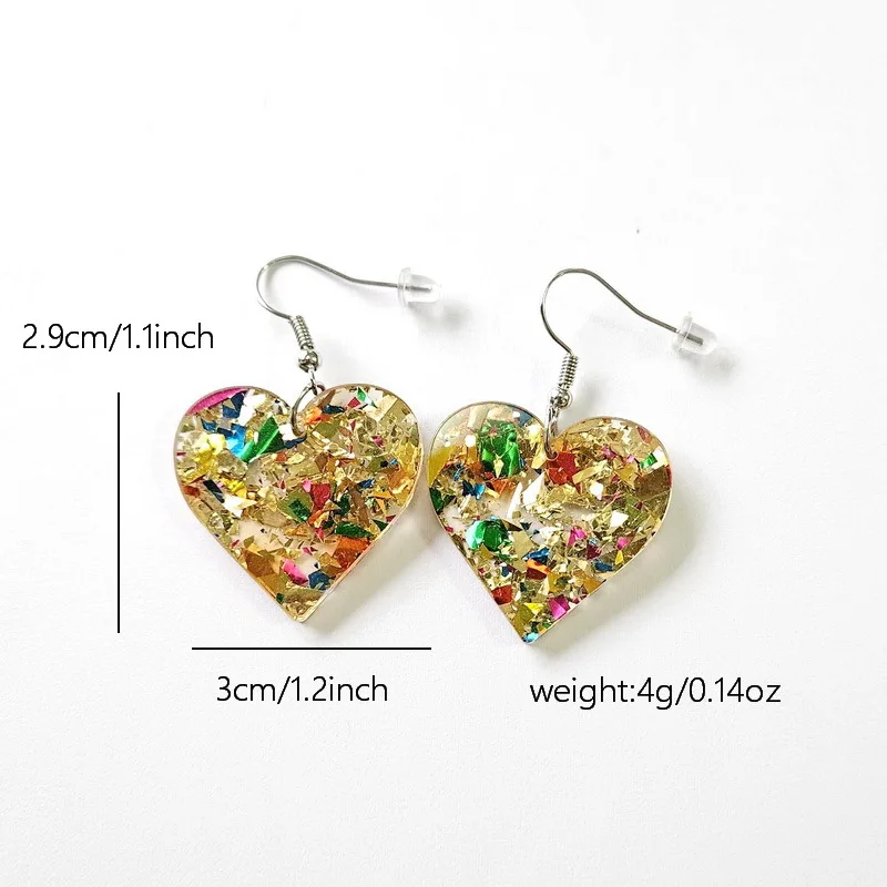 2024 New Acrylic Valentine Glitter Earrings Heart Shape Earring For Gifts Woman
