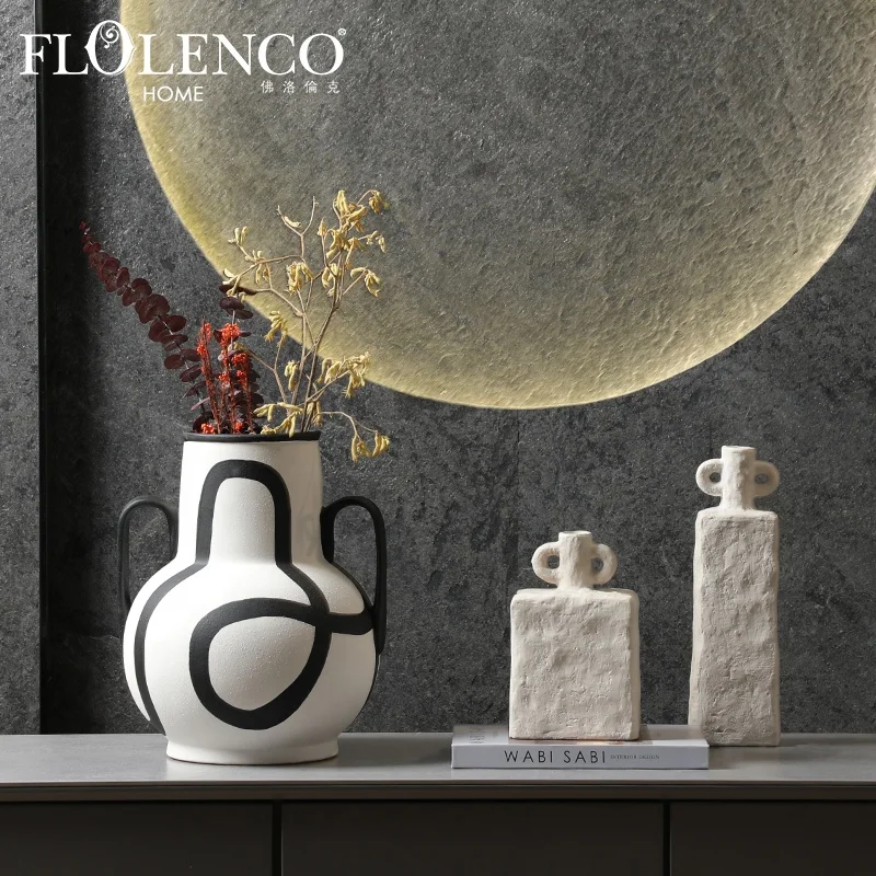 Flolenco Handpainting Ceramic Vase Home Decor Interior Table Livingt room Decoration Ceramic Flower Vases