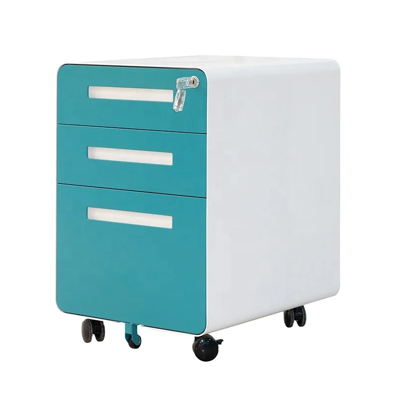 Office Furniture Modern Bedroom Cabinets Storage for School 2024 Best Selling Metal Movable Steel 3 Drawer Mobile Pedestal White