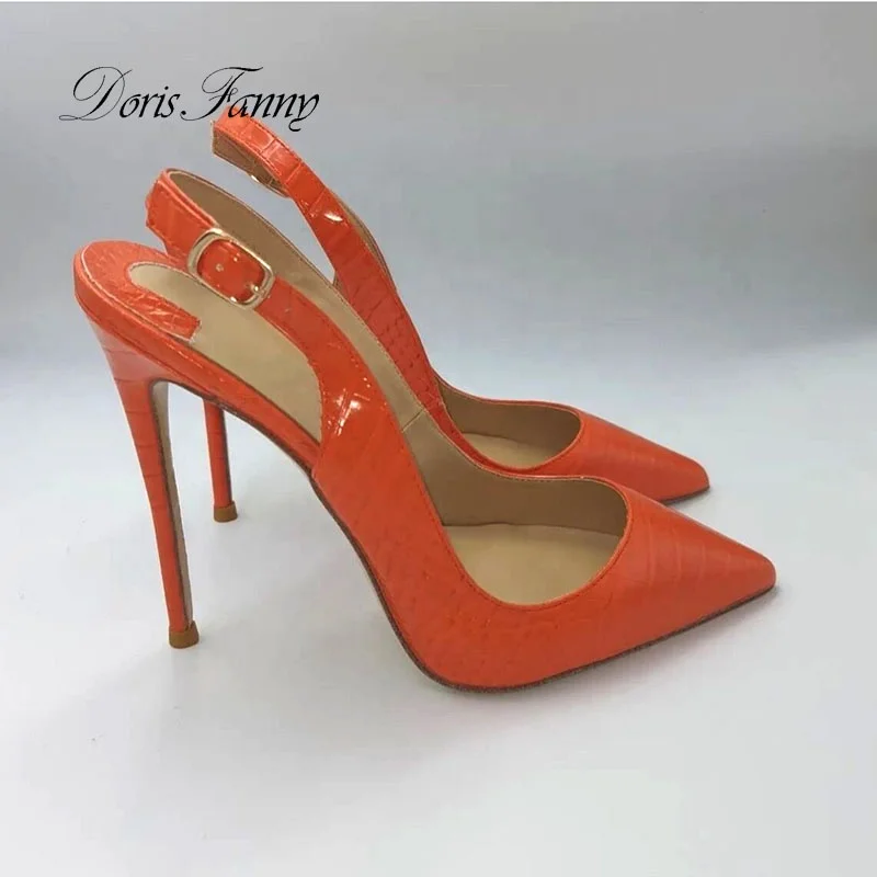 Custom Made Woman High heel Shoes Slingback Pointed toe Stiletto Women Pumps Shoes 12cm/10cm.8cm