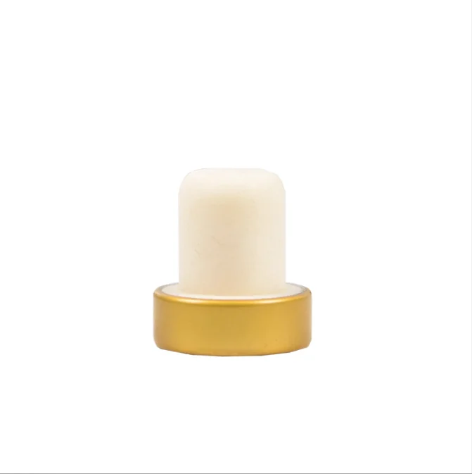 Customized 29.5*19.5 champagne spirits whisky wine bottle plug caps stopper T shape cork lid aluminum top polymer cork