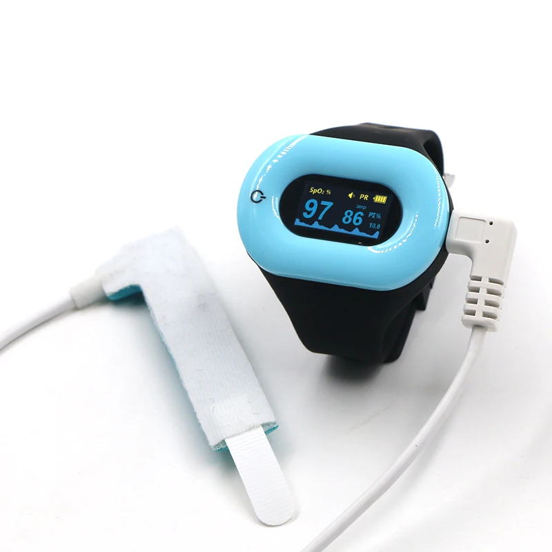 wrist pulse oximeter ble with reusable pediatric sensor with oled digital display
