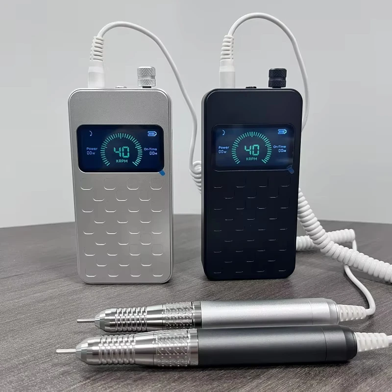 Work very silently 40000rpm battery capacity 7800mAh brushless cordless efile nail drill machine with metal body & handpiece
