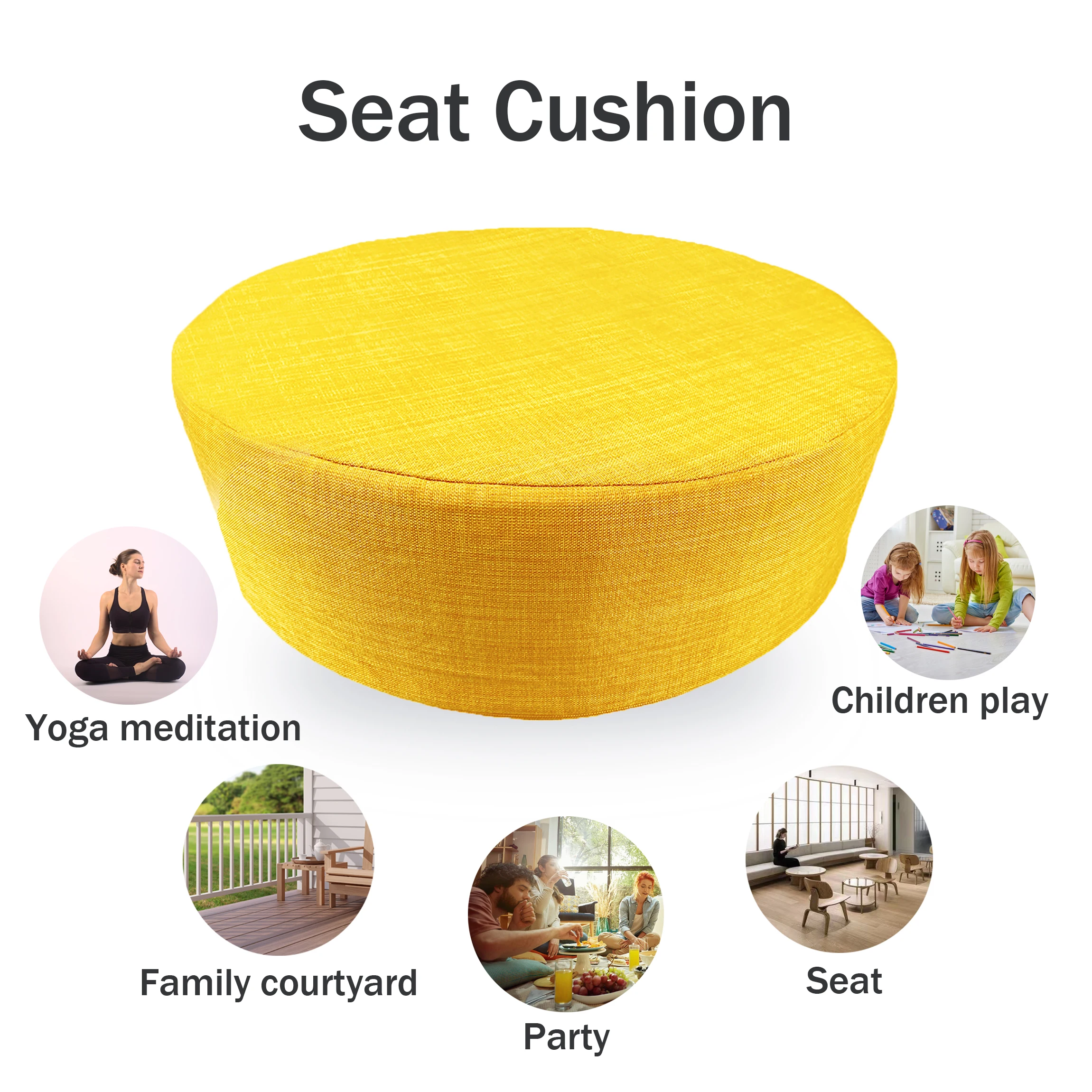 Solid Super Soft Simple Round Wholesale Polyester linen Yoga Seat Meditation Floor Cushion Pillow