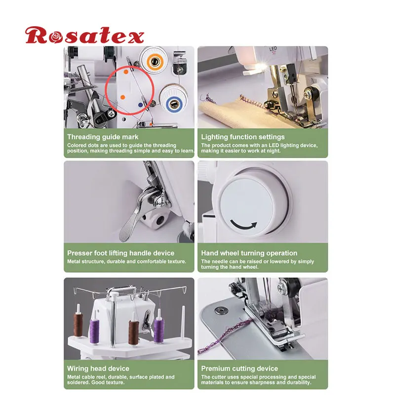 Rosatex Rs-434D High-Speed Homeuse 122W Domestic Overlock Sewing Machine