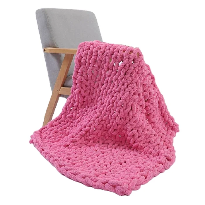 chunky knit blanket  Chenille Yarn Cozy Blanket Modern Bedding Soft  throw blanket bohemian