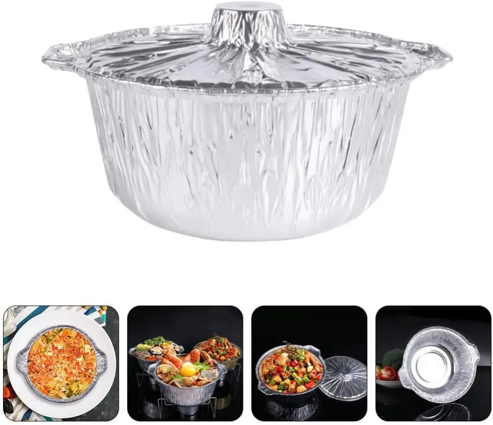 Disposable Takeaway High Quality Aluminum Foil Container Round Aluminum Foil Pot with Foil Lid