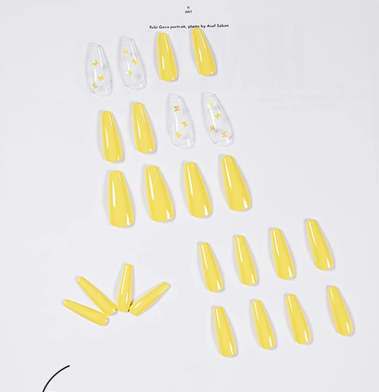 
Nail Art Tips 24 pieces/box Full Cover Ballet Press On Nails Color False Strips Pre-Designs Pink Butterfly Coffin Nails 
