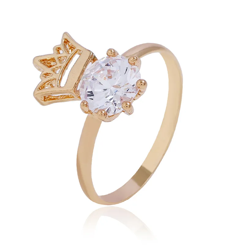 European and American fashion Rose Gold Crown zircon ring high quality wholesale ring JZ216