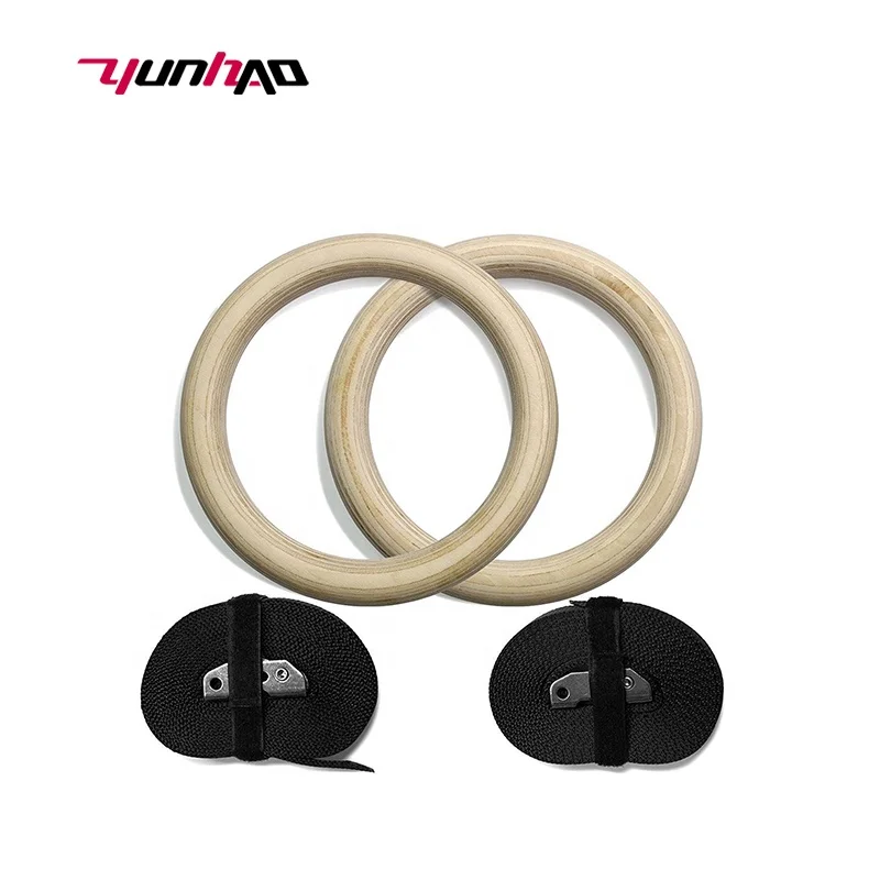 Yuncheng Factory Direct Customized Logo Strength Training Wooden Gymnastic Rings