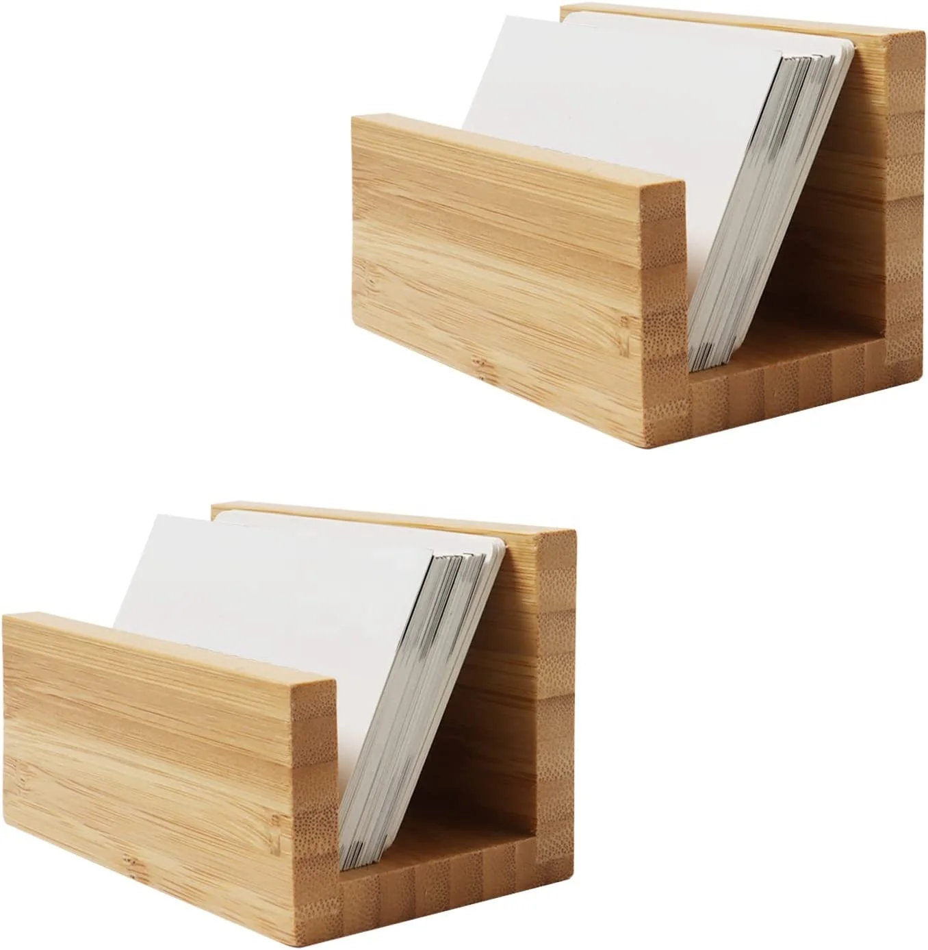 Bamboo and wood desktop business card holder, office desk business card holder. Suitable for office desktop counter storage box
