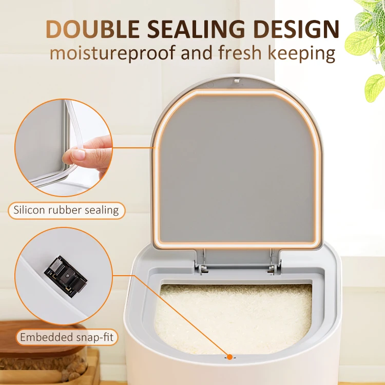 Large Capacity BPA Free 10KG Automatic Rice Dispenser Plastic Rice Storage Bucket Bin Food Grain Rice Storage Bin Container