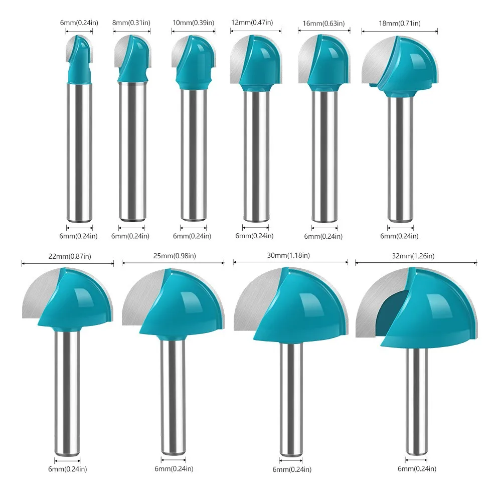 6mm round bottom lace milling cutter round headed bit woodworking semi-circular relief end mill ball headed engraving tools