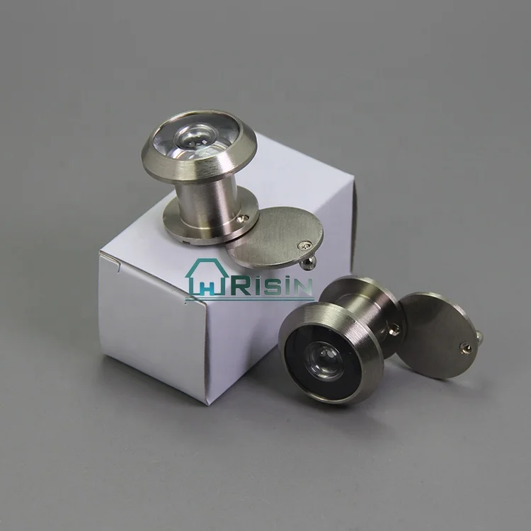 Brass thin door viewer with glass lens