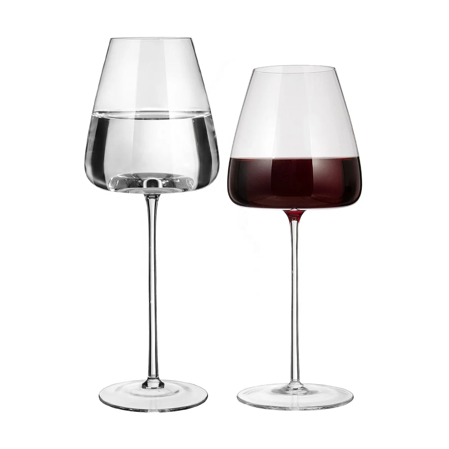 Custom luxury hand blown Lead Free Crystal long stem Goblet white red Wine Glasses set for wedding