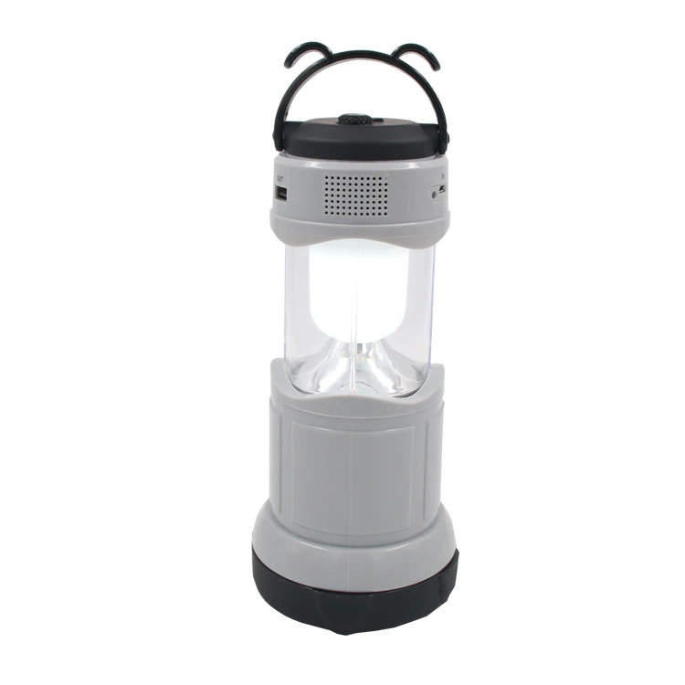 USB Rechargeable led Camp Lantern outdoor tent radio light Collapsible telescopic camping light with hook