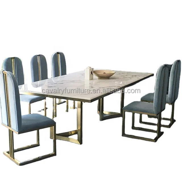 2021 hot selling modern marble tables stainless steel dining tables For Hotel home living furniture