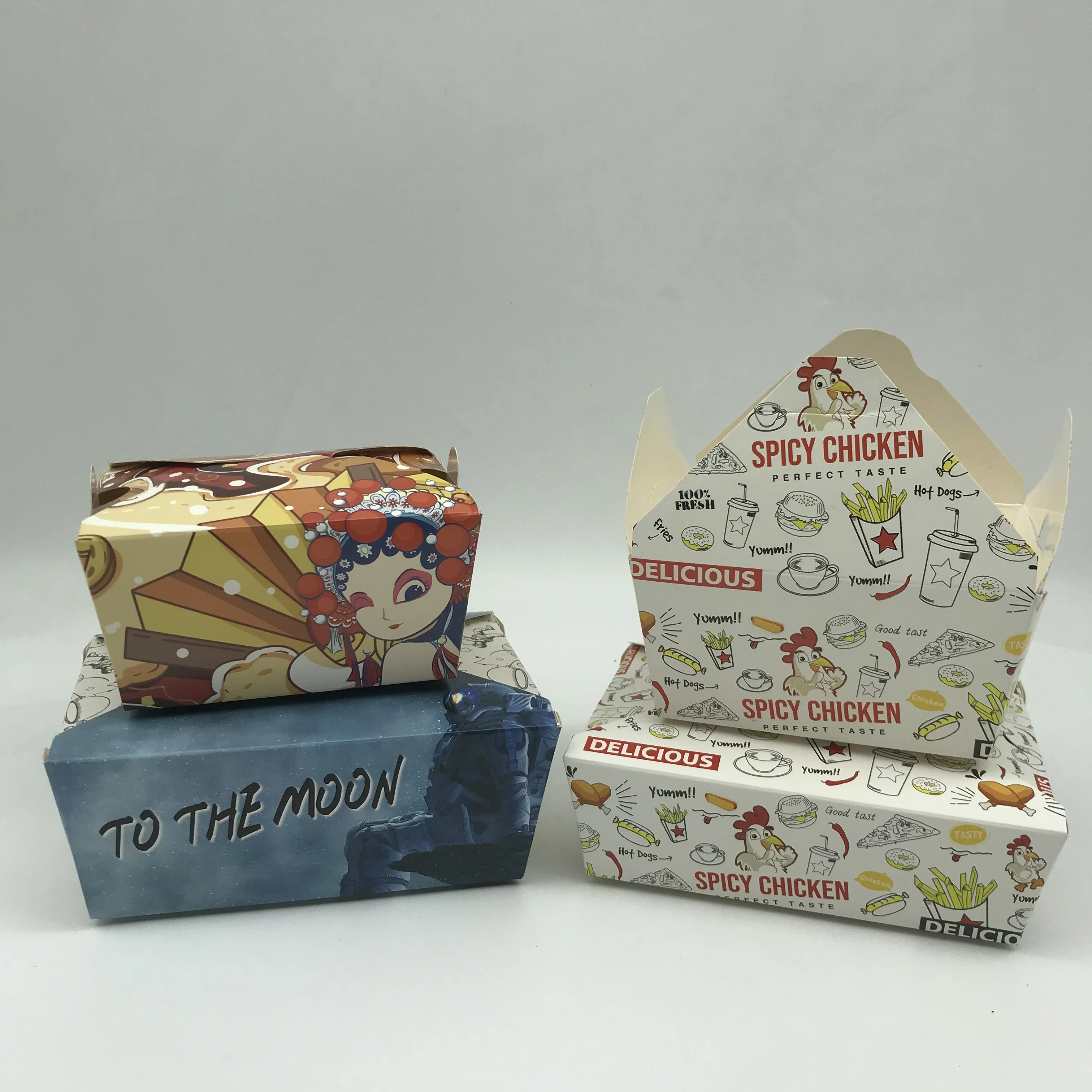 Custom Biodegradable Fries Hamburger Box Pizza Packaging Takeaway Box Chicken Wing French Fries Fast Food Package