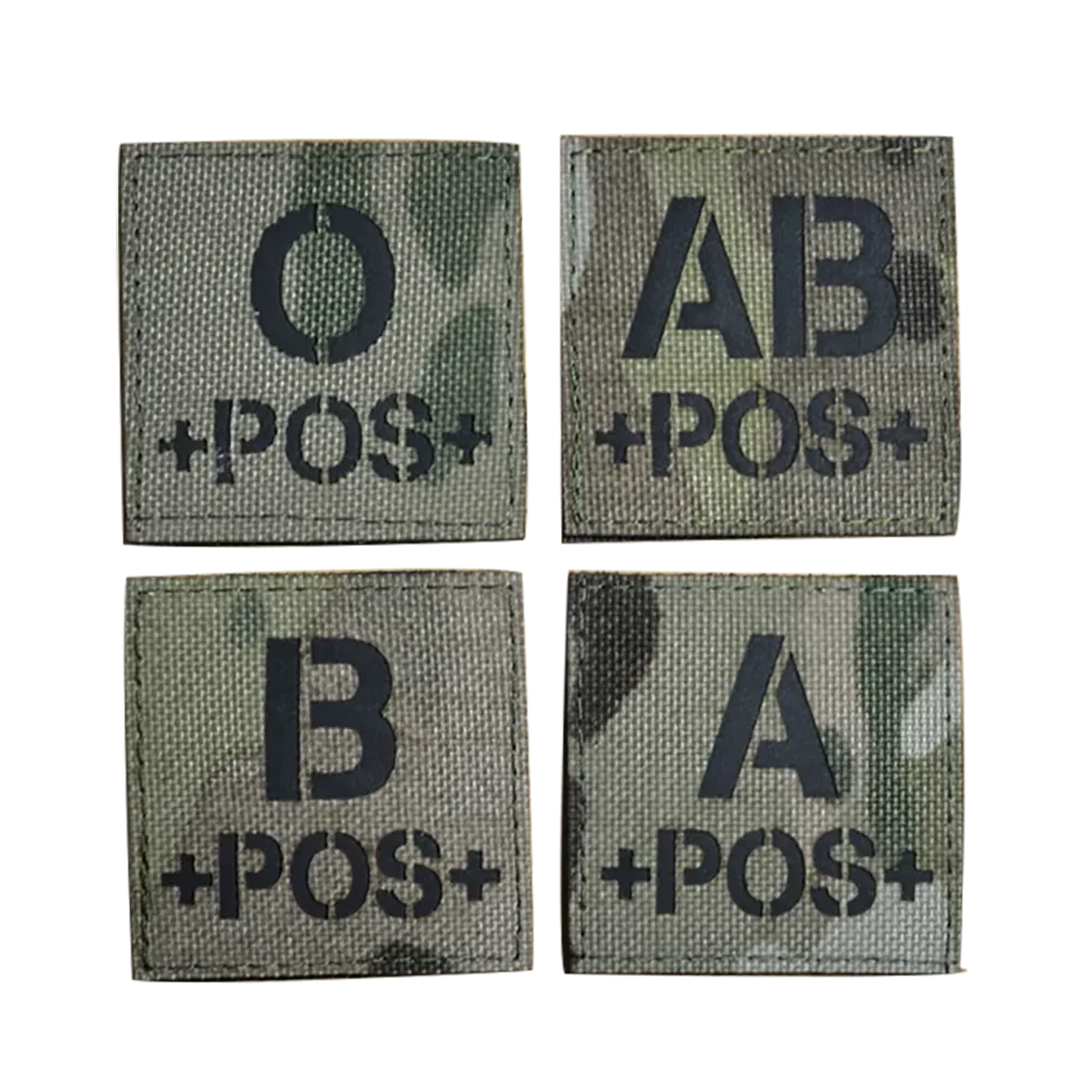 Custom Color A+ B+ AB+ O+ A B AB O Positive Pos Infrared Tactical Blood Type Patch