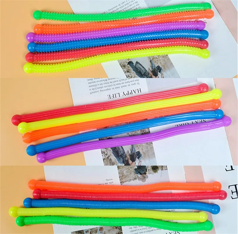 Colorful novel anti stress TPR elastic noodles toys DIY decompress stretch Monkey Noodle Toys