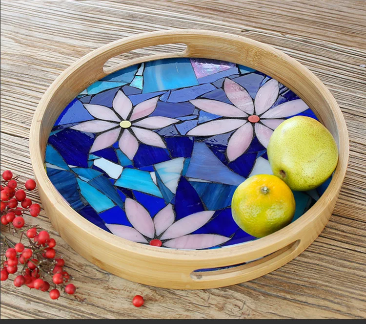 Wholesale Flat Glass Mosaic Tiles Stained Glass Mosaic Petal Tiles for Home Decoration DIY Crafts Art Theme