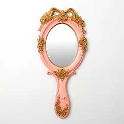 Оптовая продажа, ручное зеркало для туалетного столика с индивидуальным логотипом, овальное винтажное карманное ручное зеркало для макияжа
