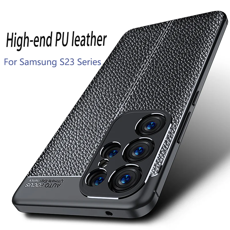 Good Quality Light Luxury Premium Lychee Grain PU Leather Cover Case For Samsung S23 Pro Ultra Business Phone Case