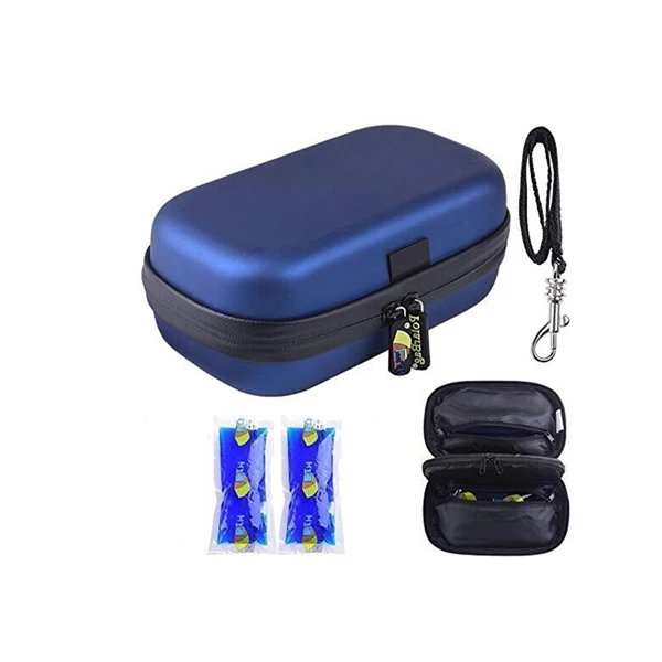 Customized Hard Insulin Cooler Travel Case with 2 Reusable Ice Packs and Temperature Detection Strip Use for Daily Life and Trip